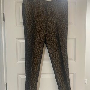 Per Se Black and Gold Patterned Pants, Size 10